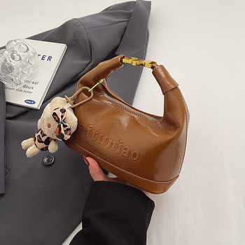 PU Dumpling torba za žene, horizontalno kvadratna torba preko ramena sa zatvaračem, unutarnja džep sa zatvaračem, gradski minimalistički stil, Proljeće 2025