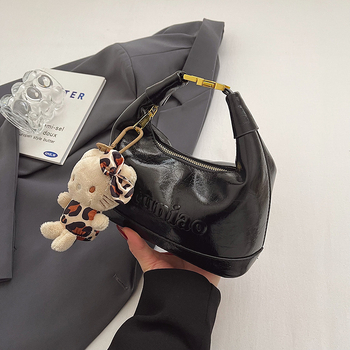 PU Dumpling torba za žene, horizontalno kvadratna torba preko ramena sa zatvaračem, unutarnja džep sa zatvaračem, gradski minimalistički stil, Proljeće 2025