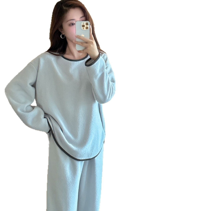 Ženski set pidžama s kapuljačom, jednostavan ležerni stil, Yunshu Velvet, poliester 95–100%, debljina 201–250 g/m²