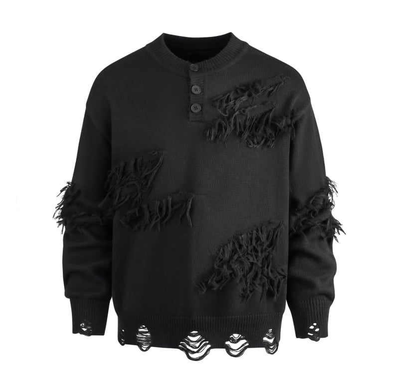 Pleten džemper s poderanim detaljima, korejski retro stil, dugi rukavi, ovratnik tip košulje, žakardni uzorak