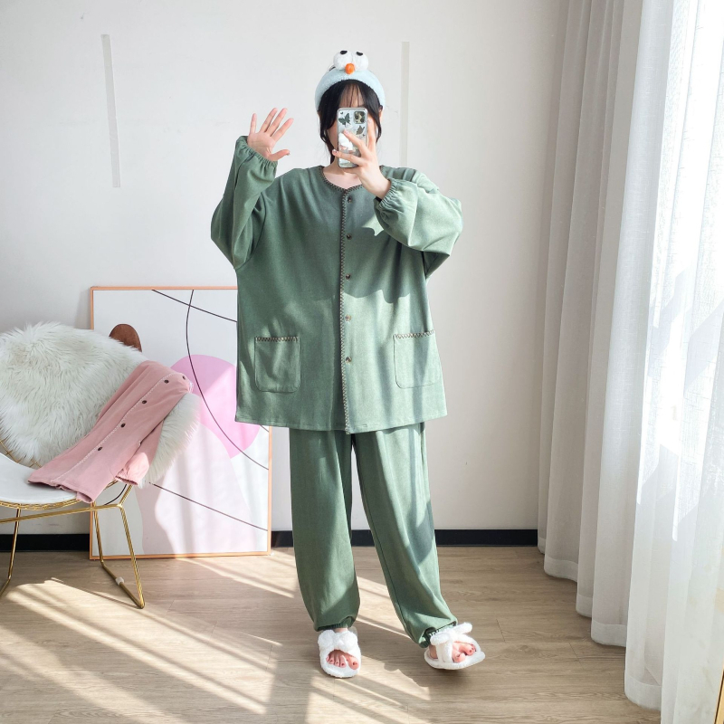 Ženski set pidžama s kardiganom od Coral fleece, Derong tkanina, poliester, V-izrez, dugi rukav, debeo 181–200 g/m²