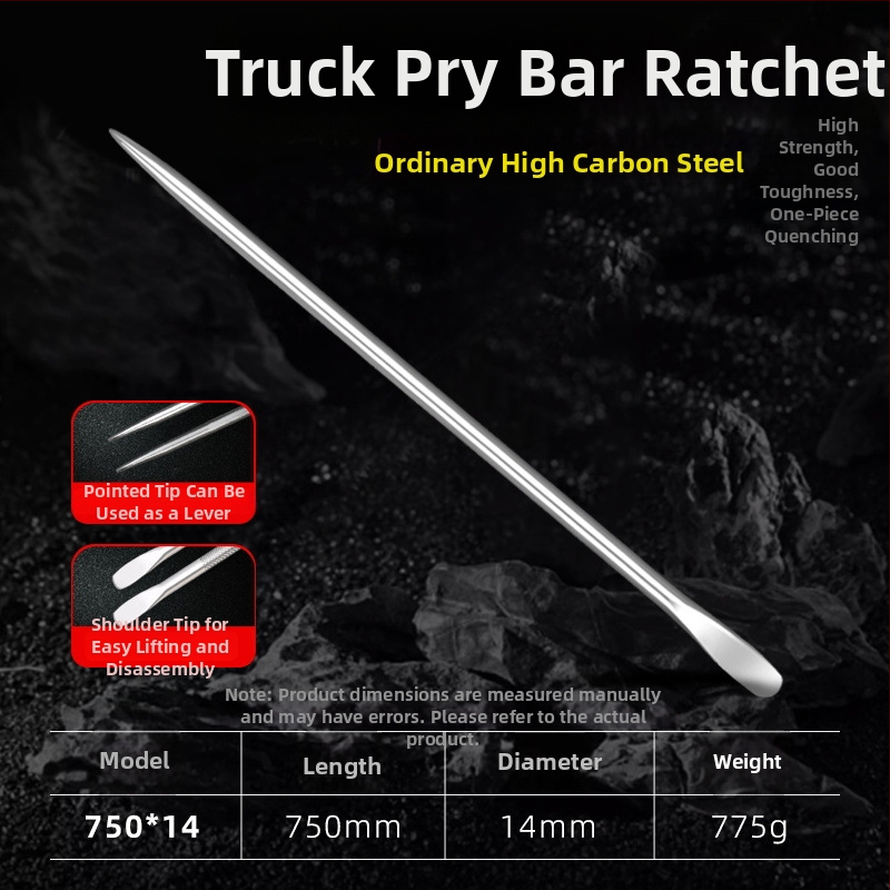 Járművekhez használt crowbar: kör és lapos vég, többfunkciós megerősítő eszköz