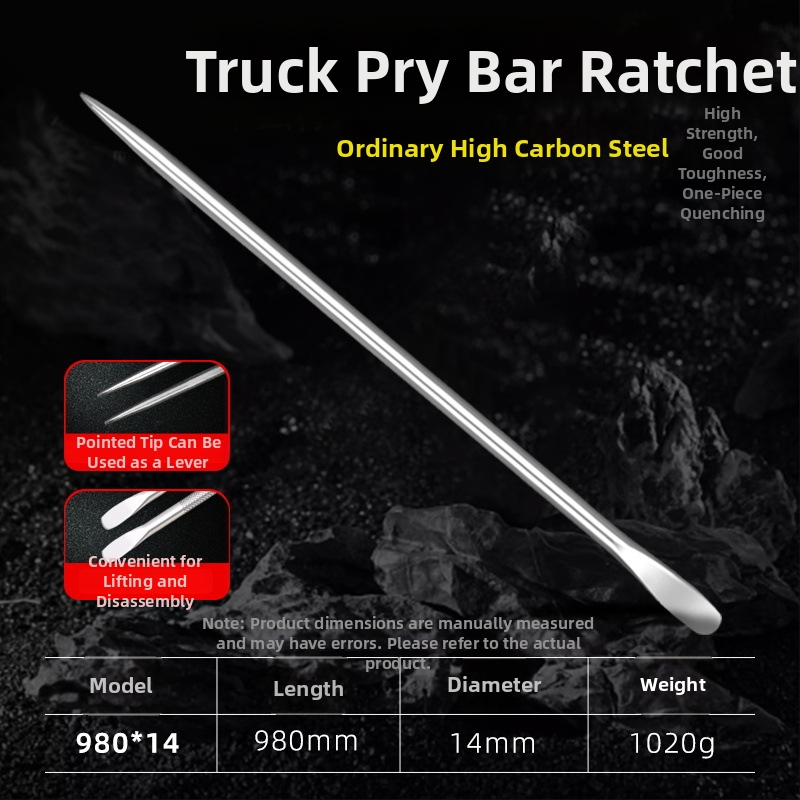 Járművekhez használt crowbar: kör és lapos vég, többfunkciós megerősítő eszköz