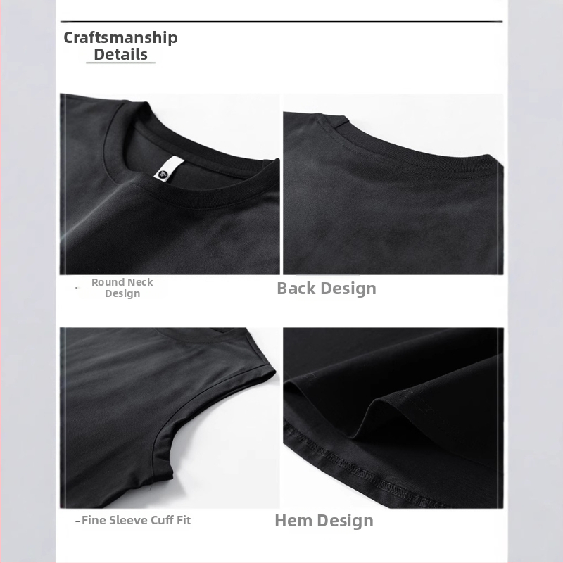 Безръкав T‑шърт жилетка, 75% памук, смес от тежък памук, inkjet печат, свободен силует, едноцветна, Лято 2025