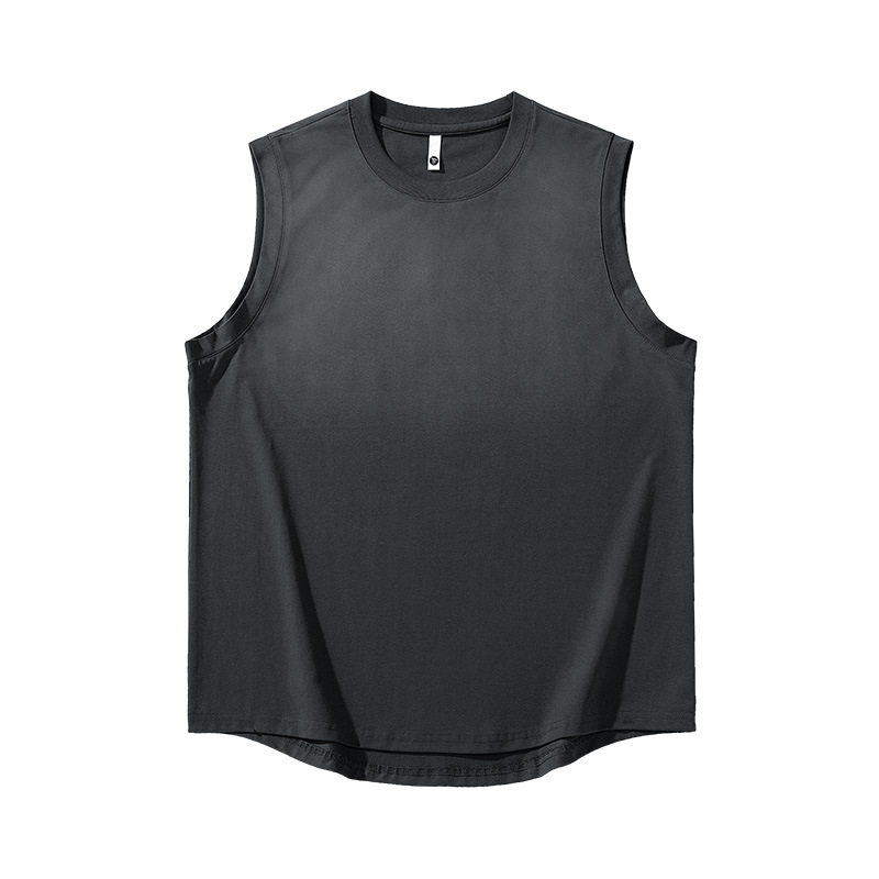 Безръкав T‑шърт жилетка, 75% памук, смес от тежък памук, inkjet печат, свободен силует, едноцветна, Лято 2025