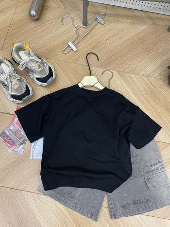 Dječji T-shirt s kratkim rukavima od 100% pamuka, okrugli izrez, slobodan kroj, unisex, korejski stil, ljeto
