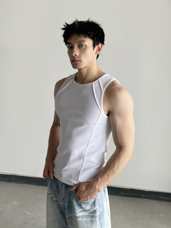 Спортен потник без ръкави, свободна кройка, едноцветен, 65% полиестер, патчворк дизайн