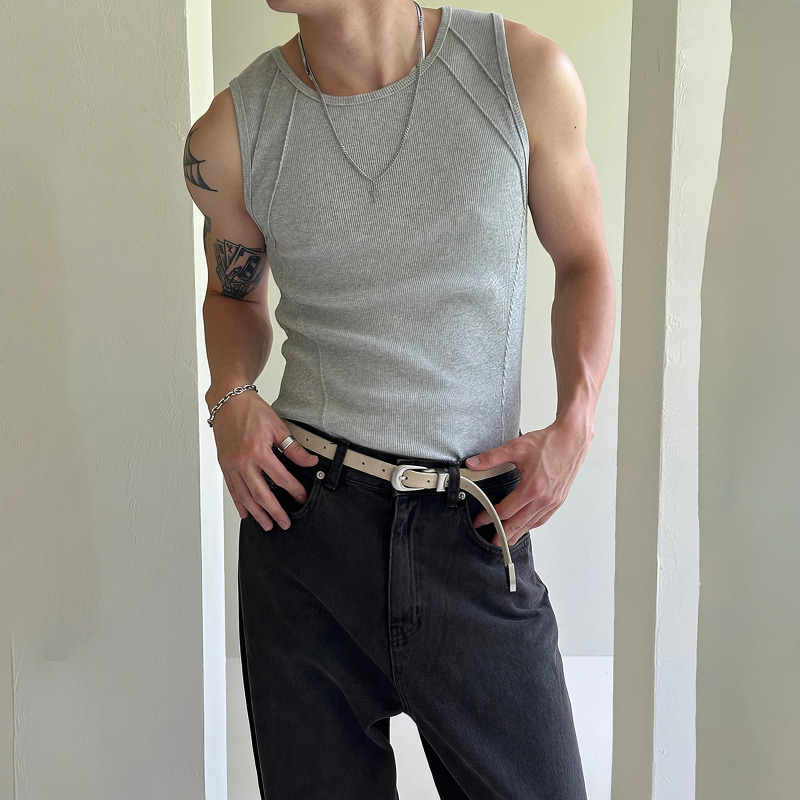 Спортен потник без ръкави, свободна кройка, едноцветен, 65% полиестер, патчворк дизайн