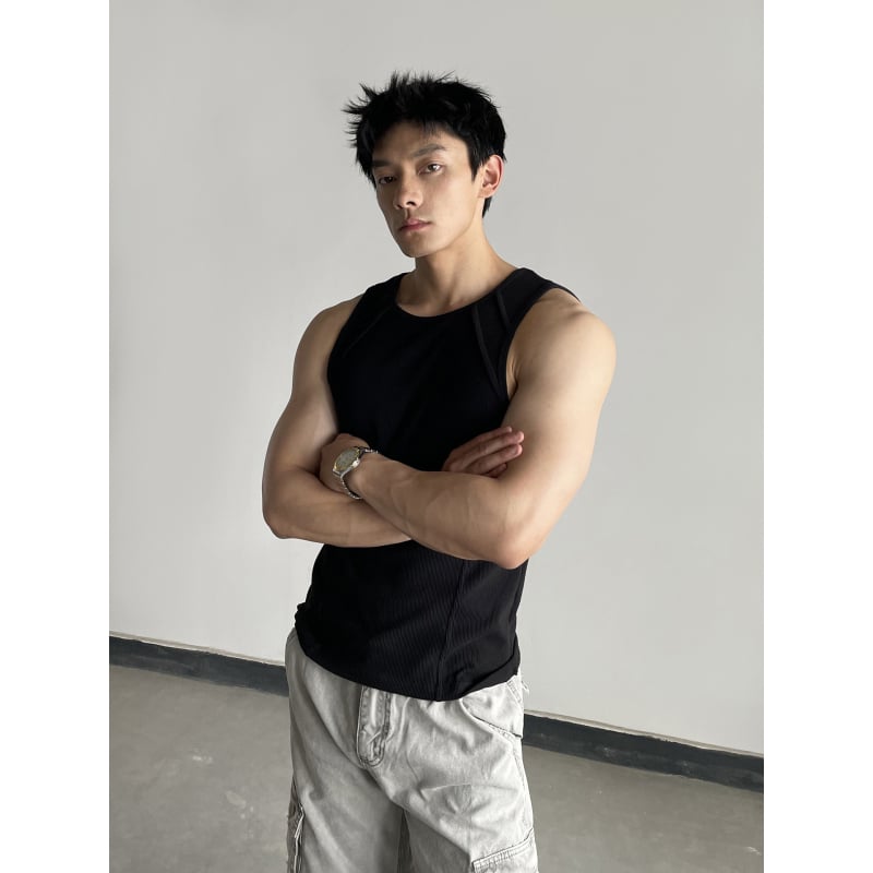 Спортен потник без ръкави, свободна кройка, едноцветен, 65% полиестер, патчворк дизайн