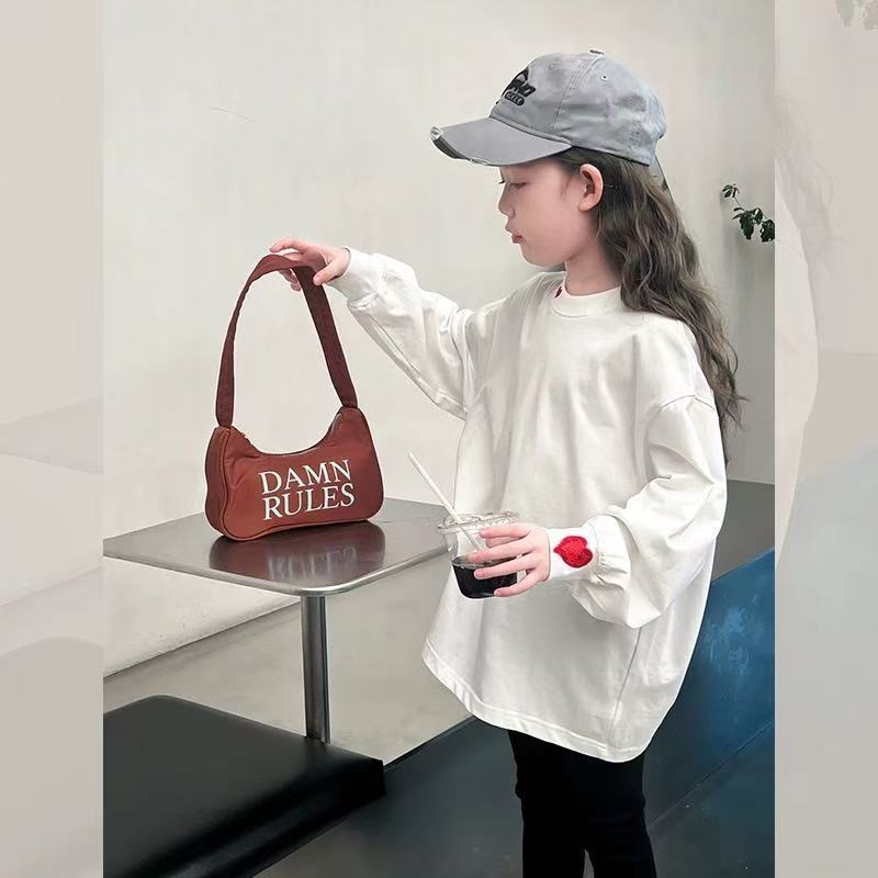 Dječja minimalistička majica s dugim rukavima, okrugli izrez, 100% pamuk