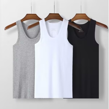 Ανδρικό γιλέκο από 100% βαμβάκι, στενό γραμμής, διαπνέον, στρογγυλή λαιμόκοψη, ύφασμα μεσαίου βάρους 161–180 g/m²