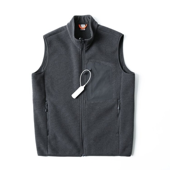 Ανδρικό γιλέκο φλίς χωρίς μανίκια με ψηλό γιακά, φερμουάρ μπροστά, παχυμένος φλίς, 100% πολυεστέρα