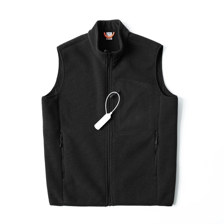 Ανδρικό γιλέκο φλίς χωρίς μανίκια με ψηλό γιακά, φερμουάρ μπροστά, παχυμένος φλίς, 100% πολυεστέρα