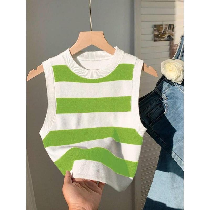 Ленена жилетка с райета, свободна кройка, пролет 2025