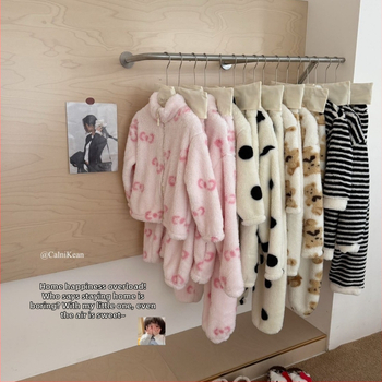 Obiteljski set pidžama za žene – zima, koralni fleece, debeli flanel