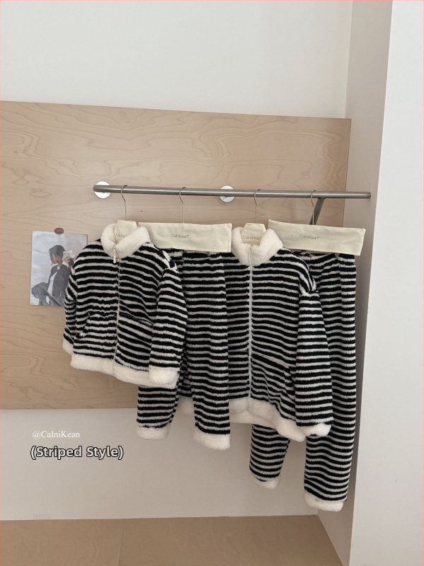 Obiteljski set pidžama za žene – zima, koralni fleece, debeli flanel