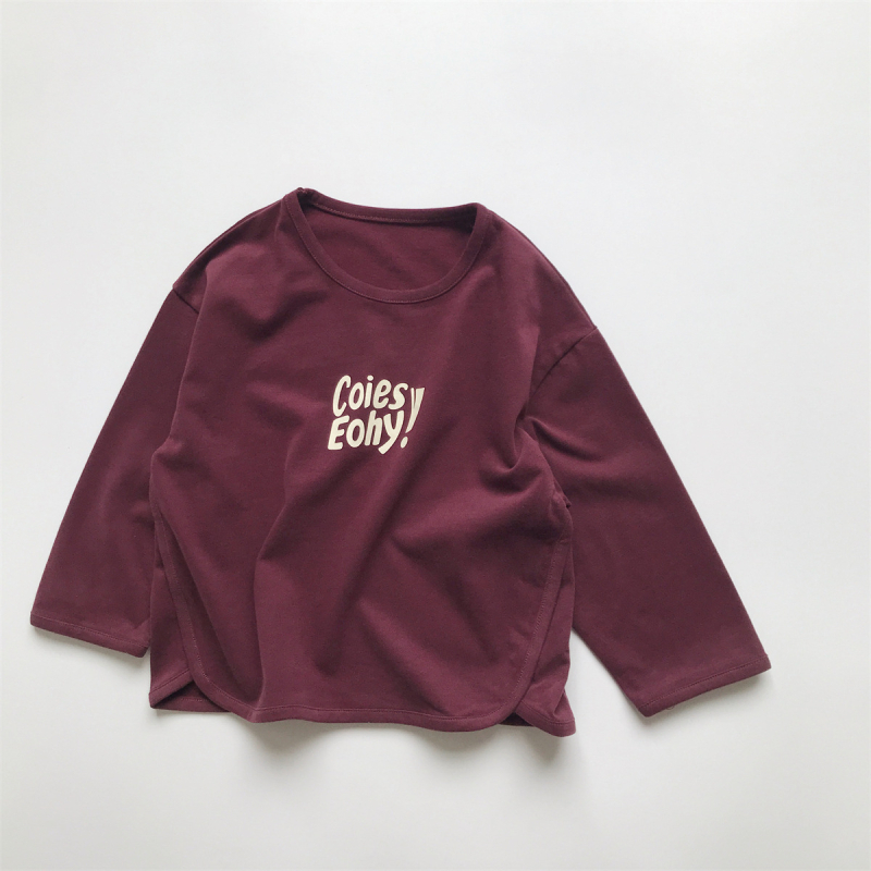 Dječji pamuk T-shirt s dugim rukavima, okrugli izrez, otisak slova, koji odvodi vlagu, za uzrast 3–8 godina.