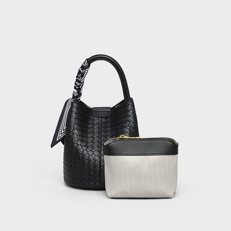 SEAMMER Bucket Bag, Prava koža, Ulični stil, Zip otvor, Jesen 2025