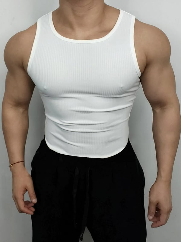 Мъжки летен спортен жилет, прилепващ силует, без ръкави, 95% полиестер, еднотонен модел
