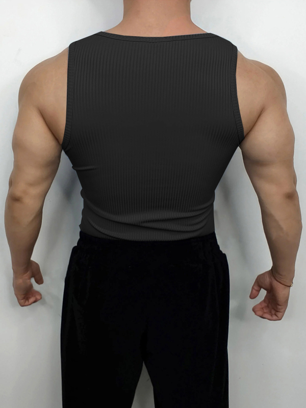 Мъжки летен спортен жилет, прилепващ силует, без ръкави, 95% полиестер, еднотонен модел