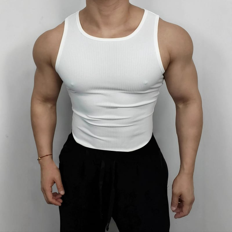 Мъжки летен спортен жилет, прилепващ силует, без ръкави, 95% полиестер, еднотонен модел