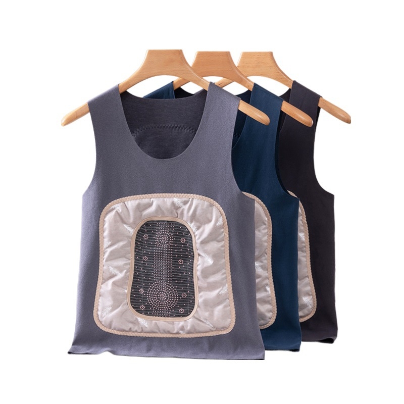 Muška down vesta s fleece podstavom, dvostruki sloj, prednje vezanje špage, okrugli vrat, debljina 401–500 g/m²