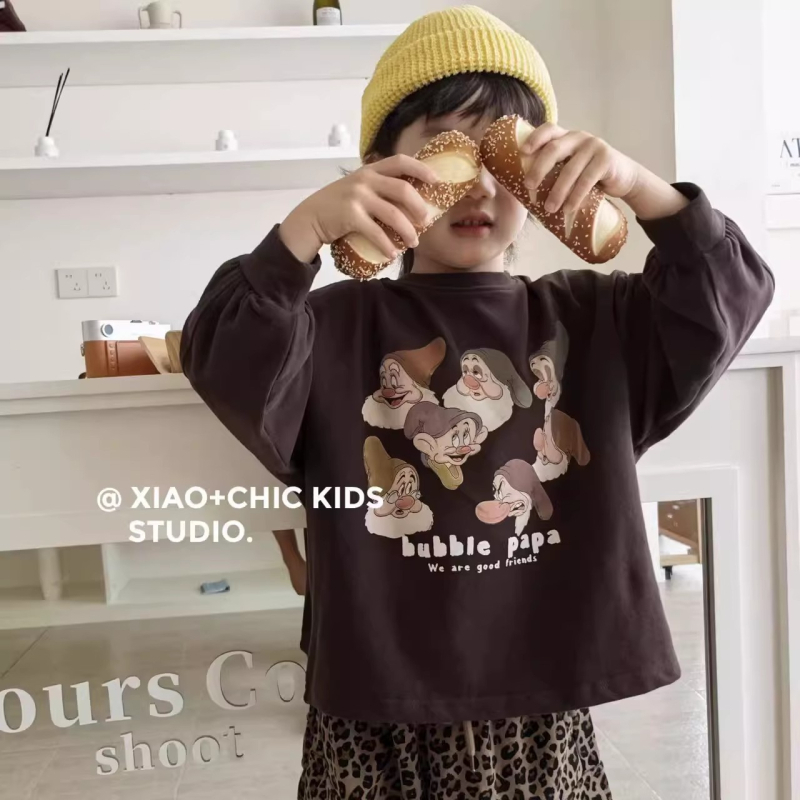 Dječja majica s printom crtanog lika, dugih rukava, unisex, okrugli izrez, 100% pamuk