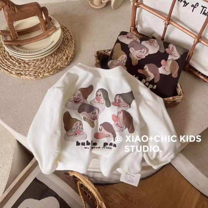 Dječja majica s printom crtanog lika, dugih rukava, unisex, okrugli izrez, 100% pamuk