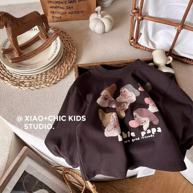 Dječja majica s printom crtanog lika, dugih rukava, unisex, okrugli izrez, 100% pamuk
