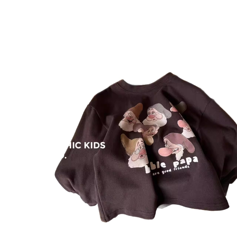 Dječja majica s printom crtanog lika, dugih rukava, unisex, okrugli izrez, 100% pamuk