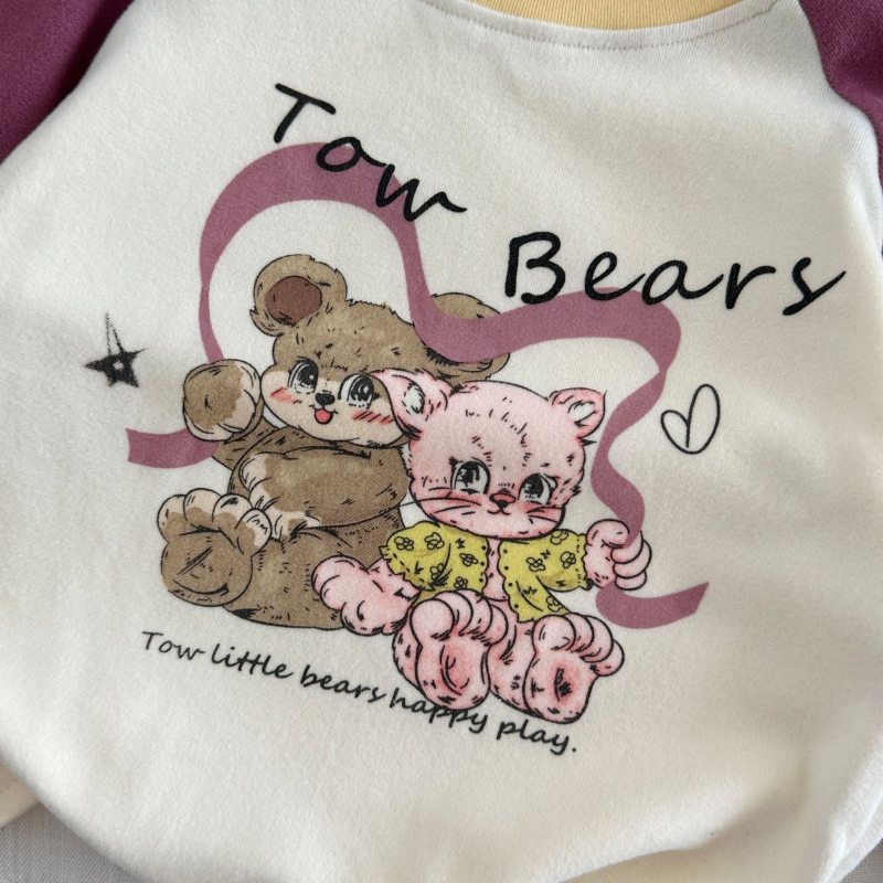 Dječja majica s dugim rukavima od pamukaste smjese, okrugli izrez, crtani uzorak, mekana tkanina, za uzrast 3–8 godina, proljeće/jesen i zima
