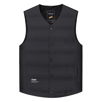 Muška puffer vest s V-izrezom, punilo bijelim patka perjem, vanjska tkanina 100% poliester, podstava poliester