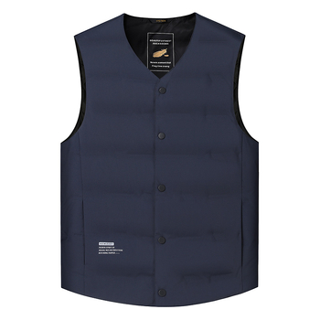 Muška puffer vest s V-izrezom, punilo bijelim patka perjem, vanjska tkanina 100% poliester, podstava poliester
