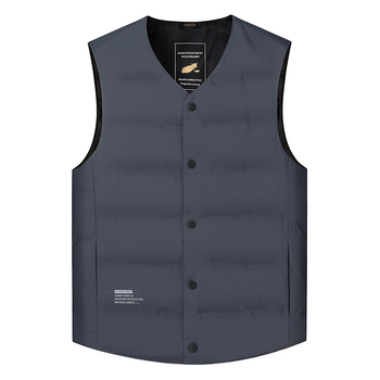 Muška puffer vest s V-izrezom, punilo bijelim patka perjem, vanjska tkanina 100% poliester, podstava poliester