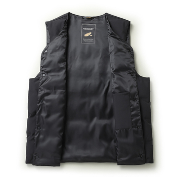 Muška puffer vest s V-izrezom, punilo bijelim patka perjem, vanjska tkanina 100% poliester, podstava poliester