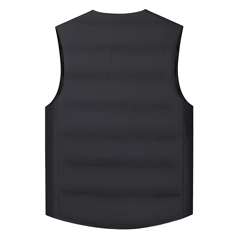 Muška puffer vest s V-izrezom, punilo bijelim patka perjem, vanjska tkanina 100% poliester, podstava poliester