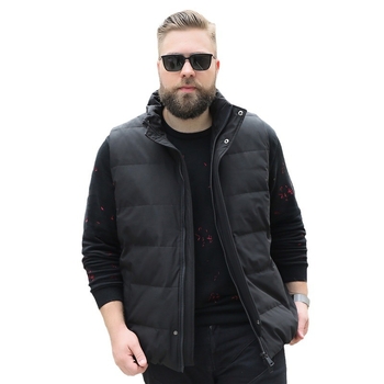 Unisex pufasta vesta s punjenjem od bijelog patka, kapacitet punjenja 300, stojeći ovratnik, prednji zip, širok kroj