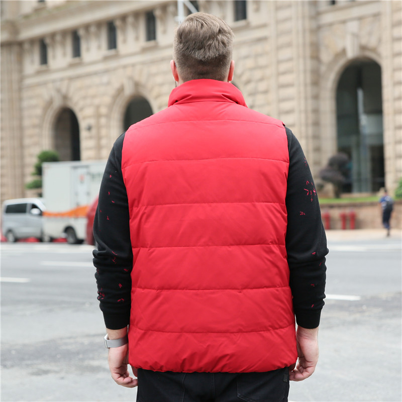 Unisex pufasta vesta s punjenjem od bijelog patka, kapacitet punjenja 300, stojeći ovratnik, prednji zip, širok kroj