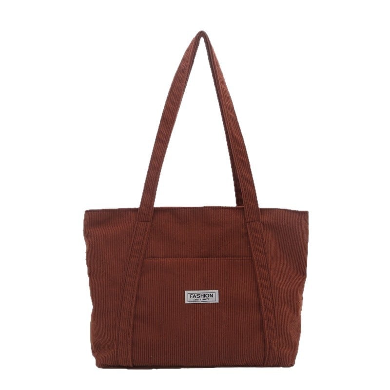 Corduroy tote torba, gradski stil, zatvarač, džep za telefon i dokumente, jesen 2025