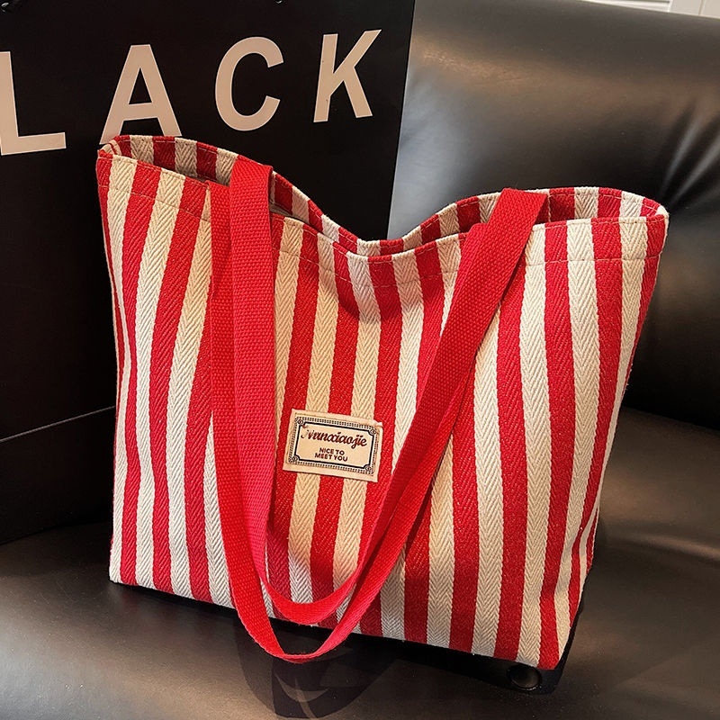 Platnena Tote torba za svakodnevnu vožnju (s zipom, bez podstavka, horizontalni kvadratni oblik, ID džep, dvostruke naramenice)