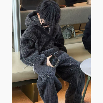 Dječji dvodijelni set: hoodie s fleksom i hlače s kapuljačom, dugi rukavi, zimska toplina, poliester 30%