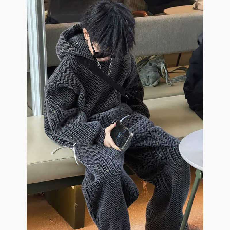 Dječji dvodijelni set: hoodie s fleksom i hlače s kapuljačom, dugi rukavi, zimska toplina, poliester 30%