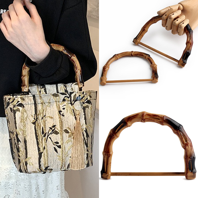 Mâner pentru geantă cu aspect bambus – plastic, model monocrom, primăvară 2025, stil național nou, marcă privată autorizată