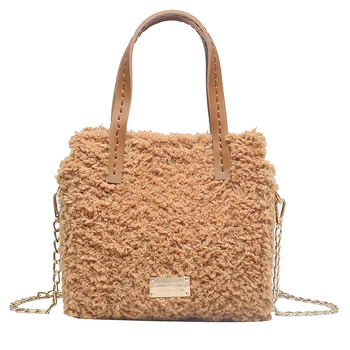 Crossbody torba od pliša, gradski stil, uspravni kvadratni oblik, mala kvadratna torba, otvoreni gornji dio