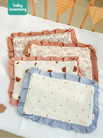 Възглавница за новородени тип облак, 100% памук, плоска възглавница с рюшка, карикатурен стил, безопасност клас A.