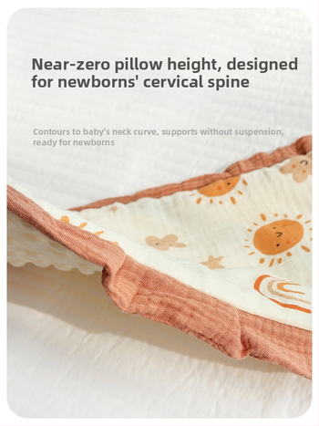 Vankúš Cloud pre novorodencov, 100% bavlna, plochý vankúš s volánovým lemom, bezpečnostná trieda A, kreslený štýl.