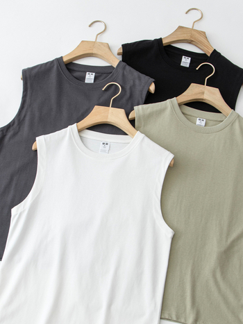 Безръкавка тип тениска с кръгло деколте, свободен силует, 95–100% памук, 230 g тежък памук