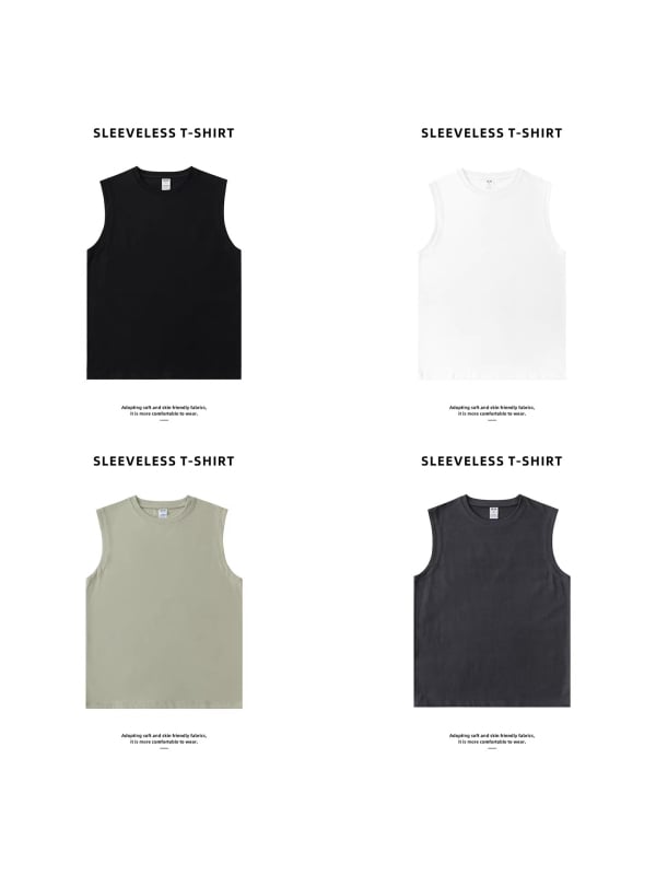 Безръкавка тип тениска с кръгло деколте, свободен силует, 95–100% памук, 230 g тежък памук