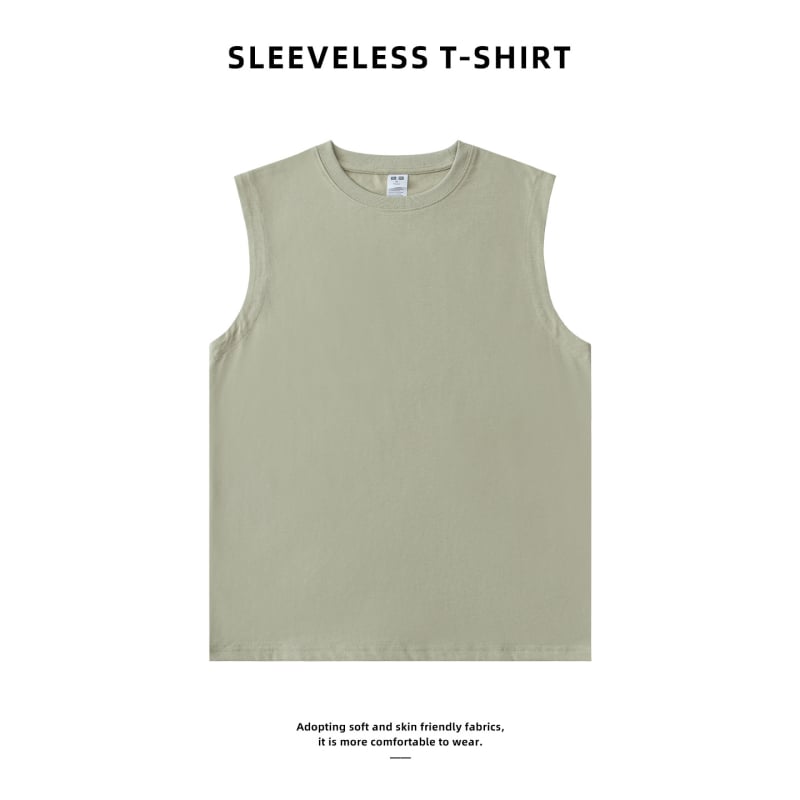 Безръкавка тип тениска с кръгло деколте, свободен силует, 95–100% памук, 230 g тежък памук