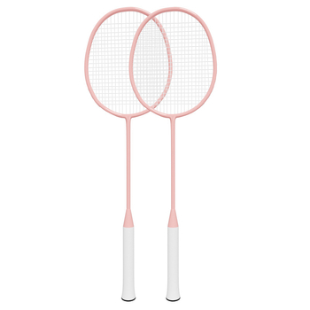 Reket za badminton, dvostruki paket – okvir od željezo-legirane legure, najlon strune, težina 95–100 g, jednostruka konstrukcija, drška G2